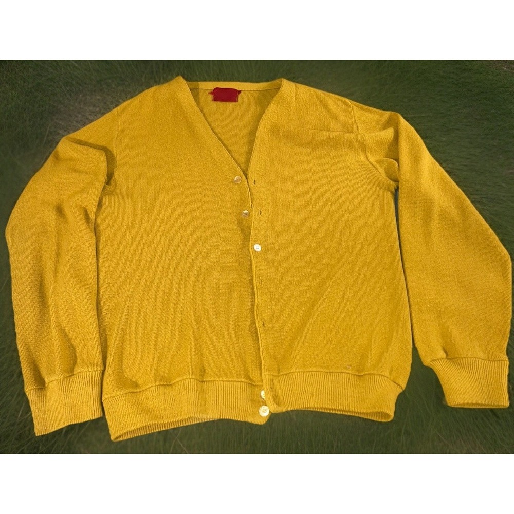 Vintage Montgomery Ward Mustard Yellow Cardigan Sweater M/L